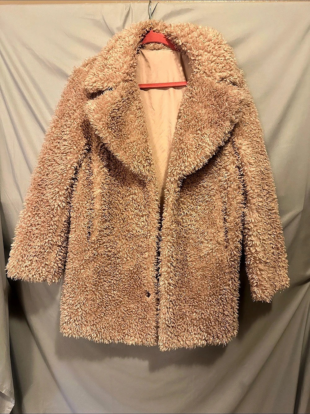 kensie Faux Fur Teddy Coat Reversible Puffer in Pink